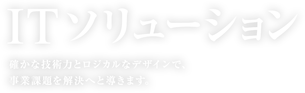 ITソリューション　確かな技術力とロジカルなデザインで、事業課題を解決へと導きます。