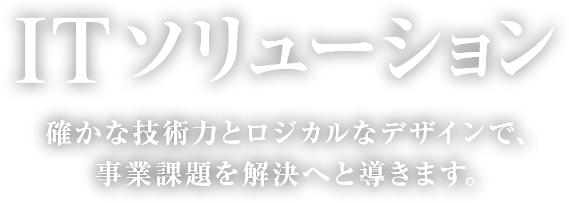 ITソリューション　確かな技術力とロジカルなデザインで、事業課題を解決へと導きます。